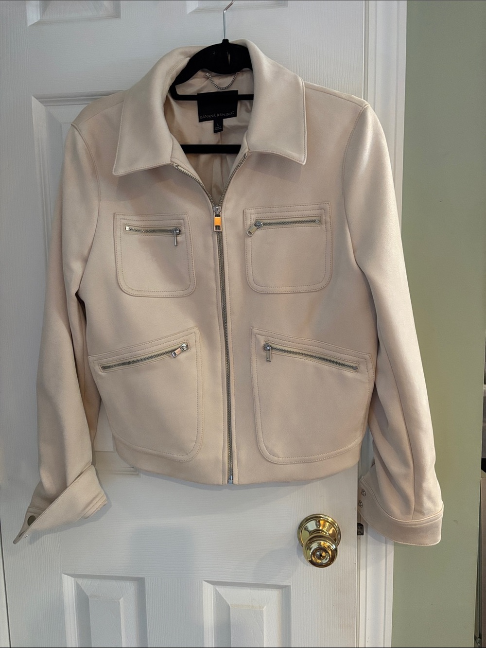 Banana Republic Cream Zip Pocket  Jacket